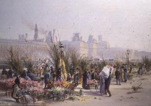 Marché aux fleurs près de la Seine