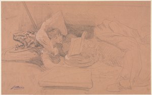 Sarah Bernhardt allongée sur un divan, lisant - Georges Jules Victor Clairin
