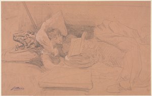 Sarah Bernhardt allongée sur un divan, lisant, c. 1885-1890 - Georges Jules Victor Clairin