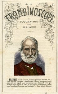 Louis-Auguste BLANQUI (1805-1881) - illustration tirée du "Trombinoscope", périodique politique satirique de Léon-Charles Bienvenu, dit Touchatout (1835-1910) , monographie. 27, Paris, mars 1872 - Georges Lafosse