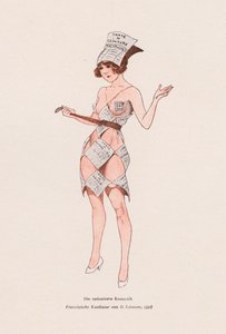 Femme vêtue de coupons de rationnement - Georges Leonnec