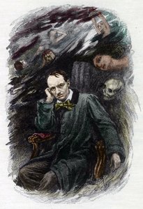 Portrait du poète français Charles Baudelaire entouré de ses fantômes, illustration pour « Les Fleurs du mal » par Georges Antoine Rochegrosse