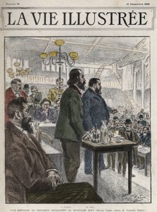 Congrès général des organisations socialistes, tenu à Paris en décembre 1899, au Gymnase Japy - Jean Jaurès (1859-1914) et Eugène Fournier (1857-1914) dessin de Georges Redon - la vie illustrée de 1899 - Georges Redon
