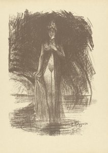 Femme nue avec une fleur debout dans l