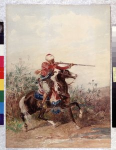 Orientalisme : Cavalier tirant un cheval - Georges Washington