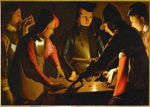 Les joueurs de dés (peinture sur toile) - Georges de la Tour