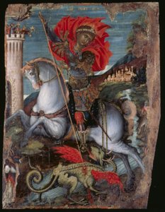 Icône de Saint Georges à cheval terrassant le dragon - Georgios Klontzas