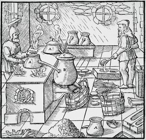 Gravure de De re metallica (Sur la nature des métaux), par Georg Pawer ou Georgius Agricola (1494-1555), publié à Bâle - Georgius Agricola