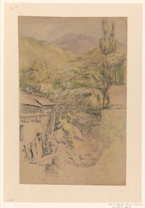 Paysage de montagne avec moulin à eau