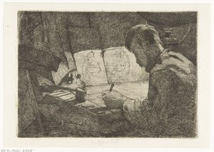 Autoportrait à la table de dessin