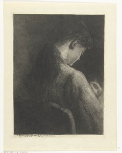 Fille assise, vue de dos