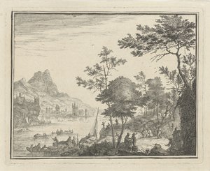 Paysage fluvial avec débarcadère