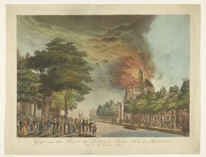 Incendie de la Nouvelle Église Luthérienne sur le Singel à Amsterdam, 18 septembre 1822 - Gerard Overman