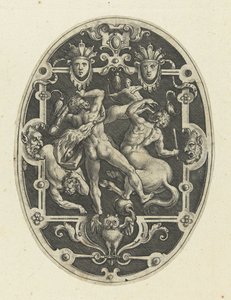 Hercule en lutte avec les centaures (Ovale vlakdecoraties met de daden van Hercules in grotesken)