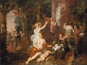 Nymphes et Bacchantes rendant hommage au temple de Flore