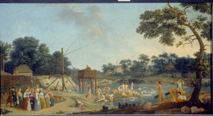 Vue des bains de Serebryanichesky à Moscou