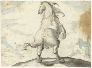 Cheval cabré devant un port italien - Gerard ter Borch (I)