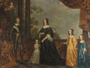Frédéric-Henri, son épouse Amalia de Solms et leurs trois plus jeunes filles (détail)