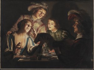 Groupe musical à la lumière des bougies