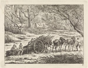 Paysage avec une charrette tirée par deux chevaux - Gerard van Nijmegen