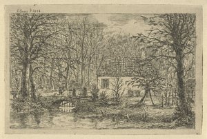 Maison avec pont sur un fossé - Gerardus Emaus de Micault