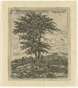Paysage avec chêne et chasseur - Gerardus Emaus de Micault
