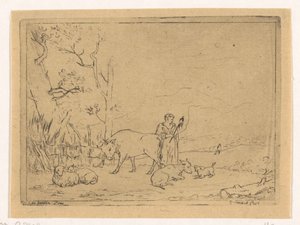Bergère filant - Gerardus Emaus de Micault