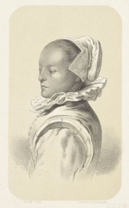 Femme avec bonnet blanc et col