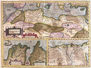 Afrique du Nord avec siège de Tunis et delta du Nil (gravure)