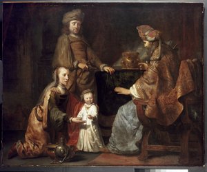 Le jeune Samuel apporté par Hannah à Eli, 17ème siècle