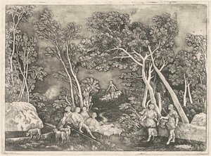 Nymphes dans un paysage