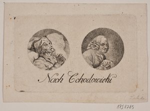 Feuille avec deux portraits en médaillon - Gerhard Ludvig Lahde