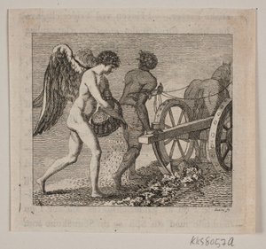 Génie ailé suivant un laboureur - Gerhard Ludvig Lahde