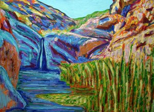 Cascade du soleil de mai, 2022 (huile sur toile)