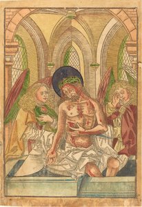 Christ dans le tombeau avec deux anges - German 15th Century