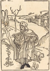 Gerson en pèlerin avec ville en arrière-plan - German 15th Century