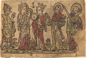 Madone et Enfant avec Quatre Saints - German 15th Century