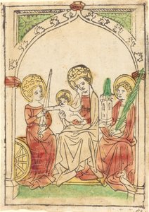 Madone entre les Saintes Catherine et Barbara - German 15th Century