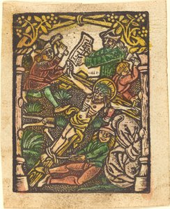Le Christ cloué sur la croix - German 15th Century or Master of the Meshed Background