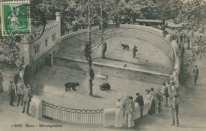 Zoo de Berne, jardin des ours. Carte postale envoyée le 19 juin 1913. - German Photographer