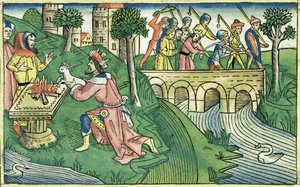 2 Rois 16:9-16 Les habitants de Damas sont capturés, de la Bible de Nuremberg (Biblia Sacra Germanaica)