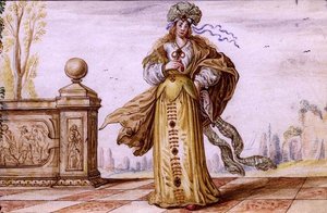 Une femme allégorique parée de bijoux sur une terrasse, c.1640