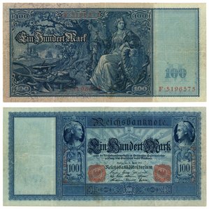 Un billet de cent marks, 1910 (recto et verso)