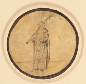 Un médaillon représentant Saint Louis de France tenant un sceptre sur son épaule droite