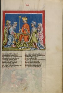 Aaron transforme le bâton en serpent de Weltchronik Ms. 33, fol. 73, vers 1400-10