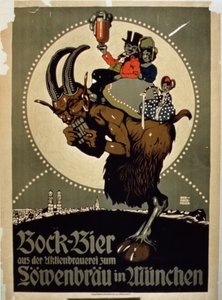 Publicité pour la bière Bock de la brasserie Lowenbrau, Munich - German School
