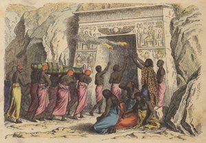 Enterrement égyptien ancien (gravure en couleur) - German School