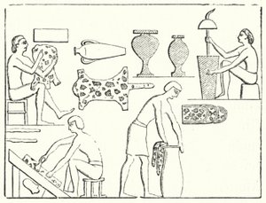 Tanneurs égyptiens anciens (gravure)