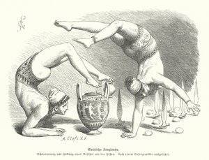 Acrobates féminines de la Grèce antique (gravure) - German School