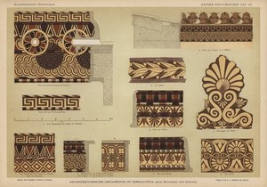 Ornementation architecturale en terre cuite (lithographie en couleur) - German School